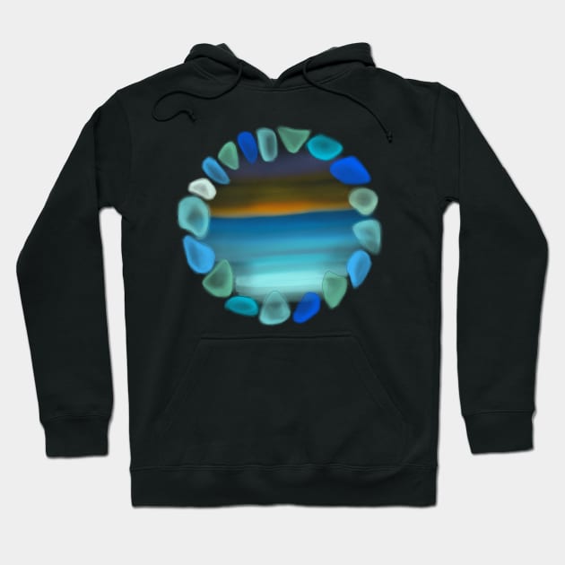 Sea glass and Sunset Ocean Beach Glass Art Logo Hoodie by Marinaaa010